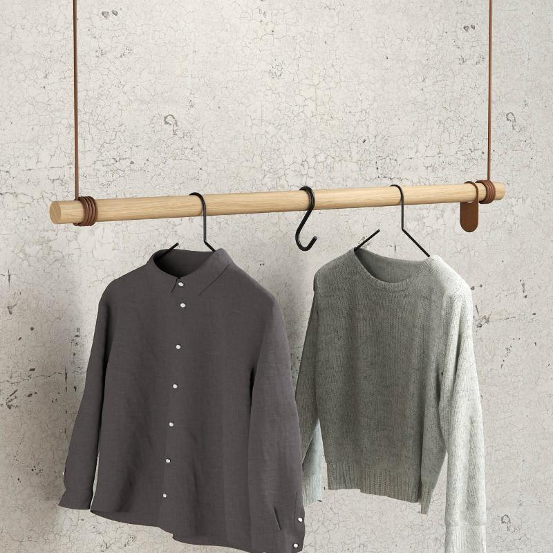 Swing L garderobestang 110 cm eik/skinn