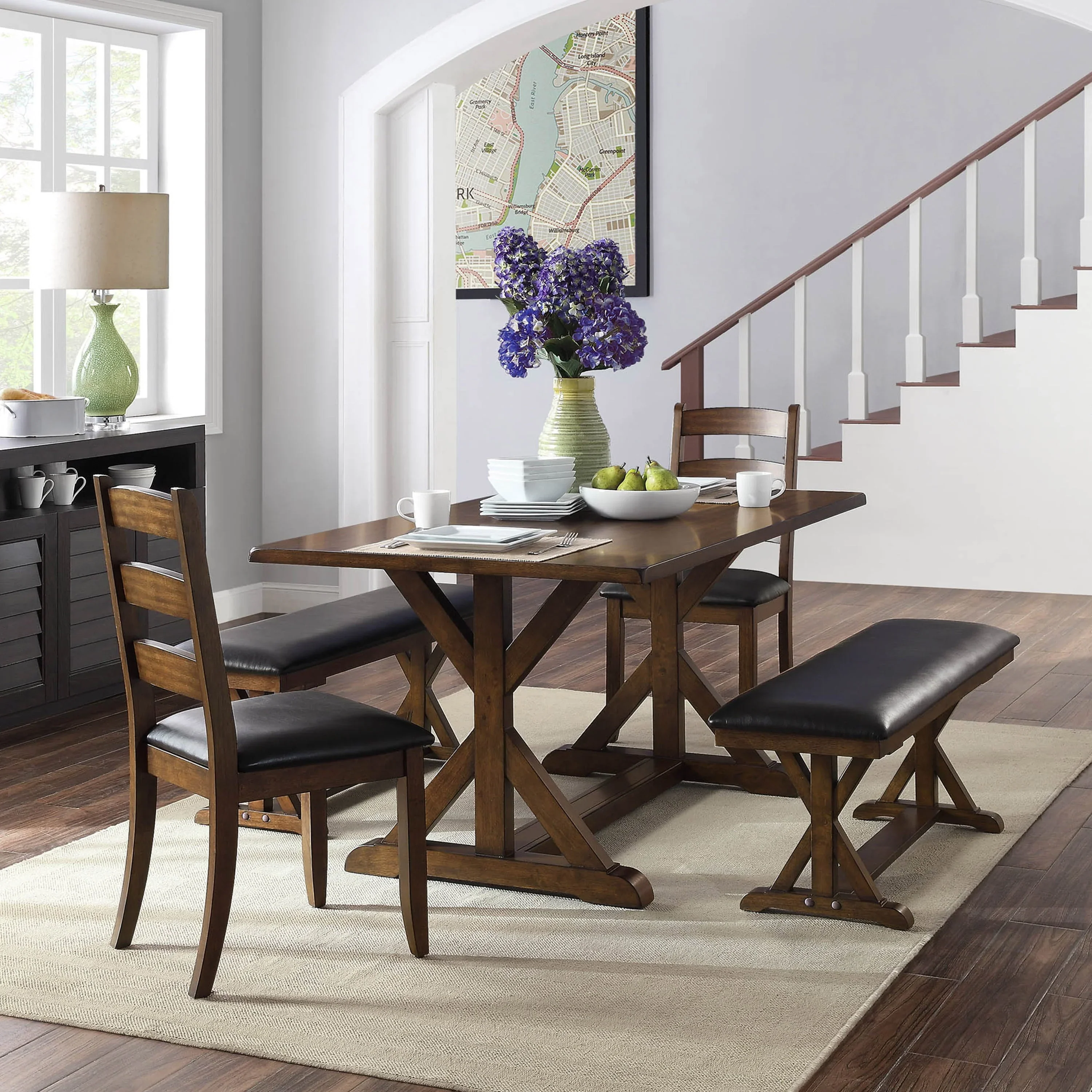 Better Homes & Gardens Granary Modern Farmhouse Ladderback Dining Chairs, Set of 2, Aged Brown Ash