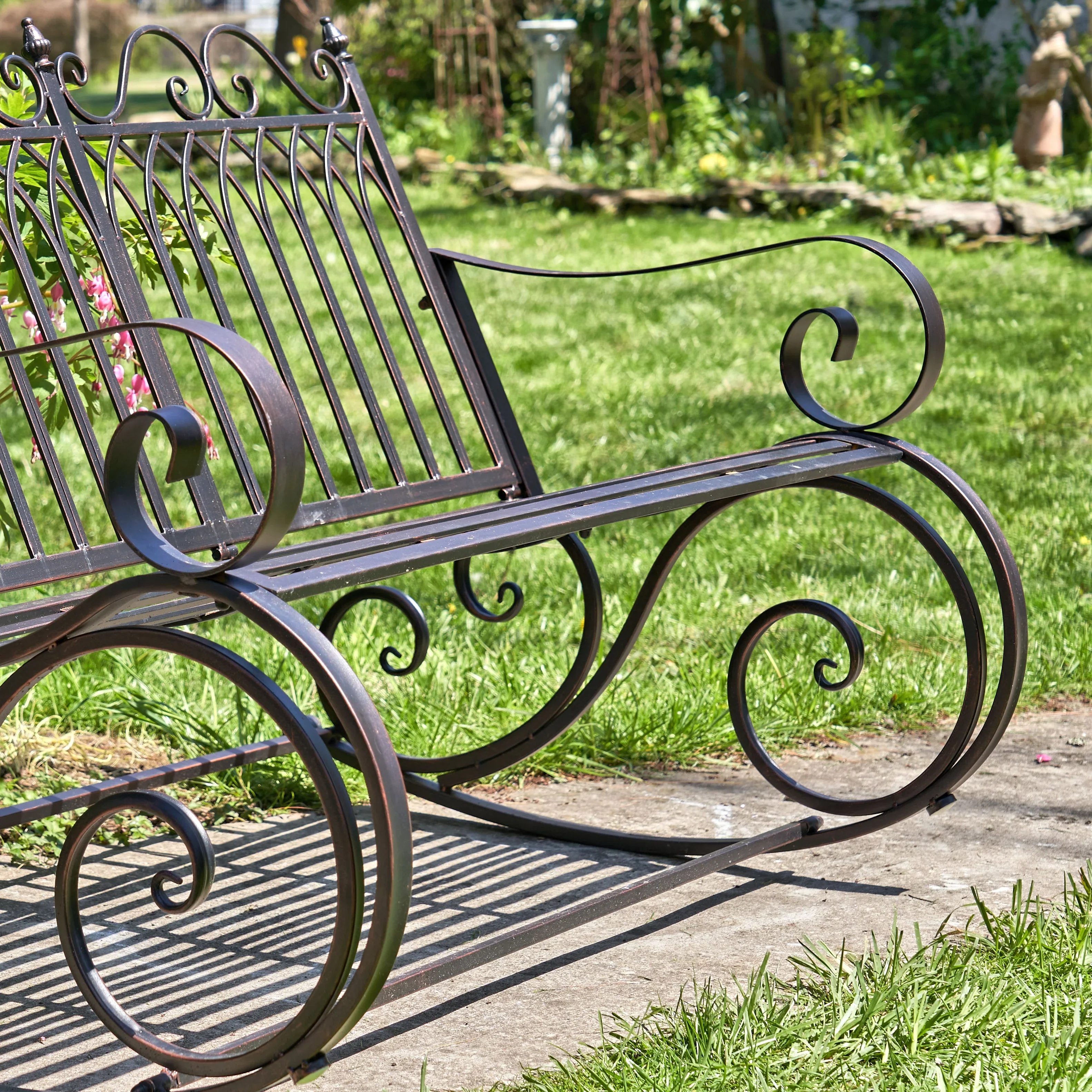 Outdoor Metal Rocking Arm Chair/Bench (Bench, Bronze)