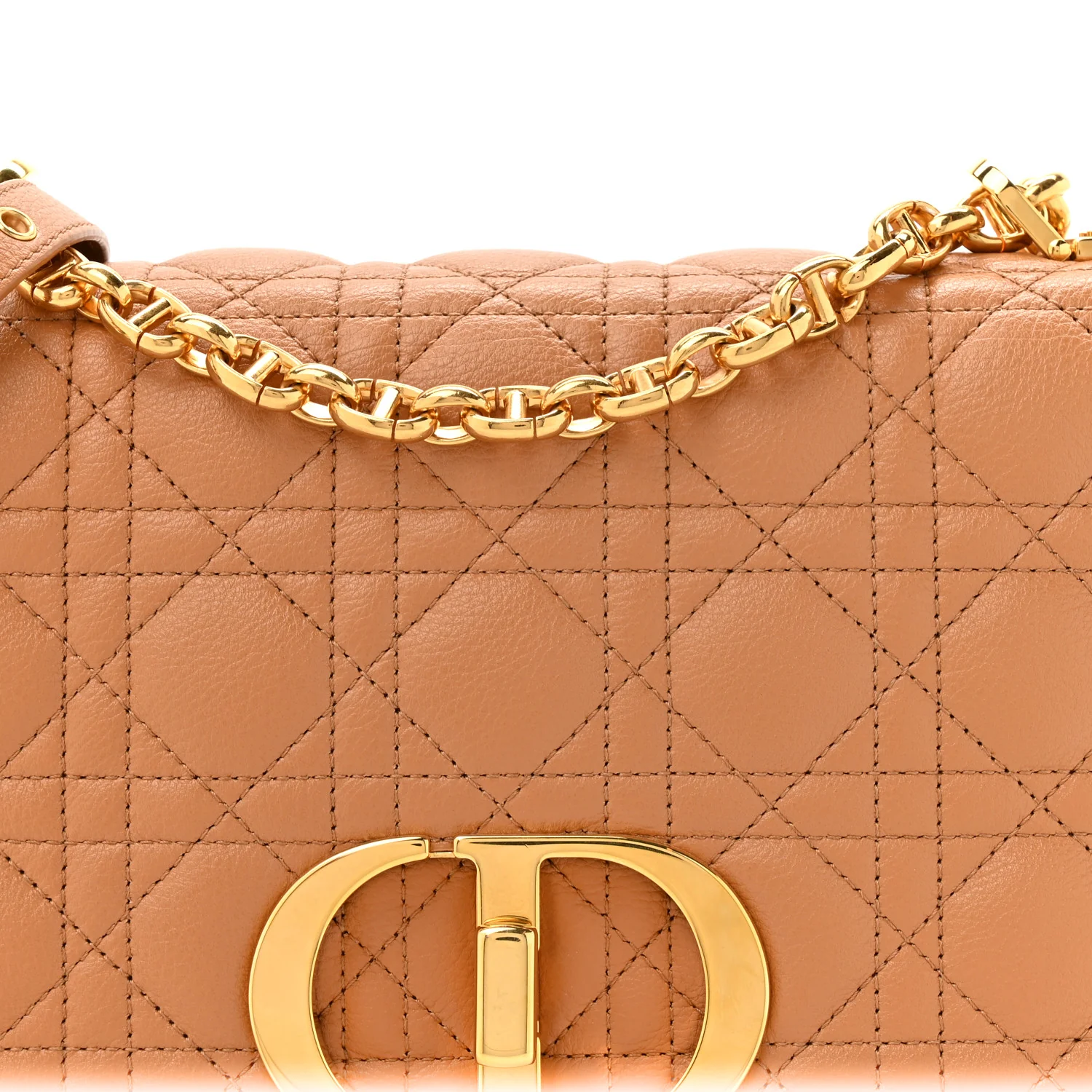 Calfskin Cannage Medium Caro Bag Tan