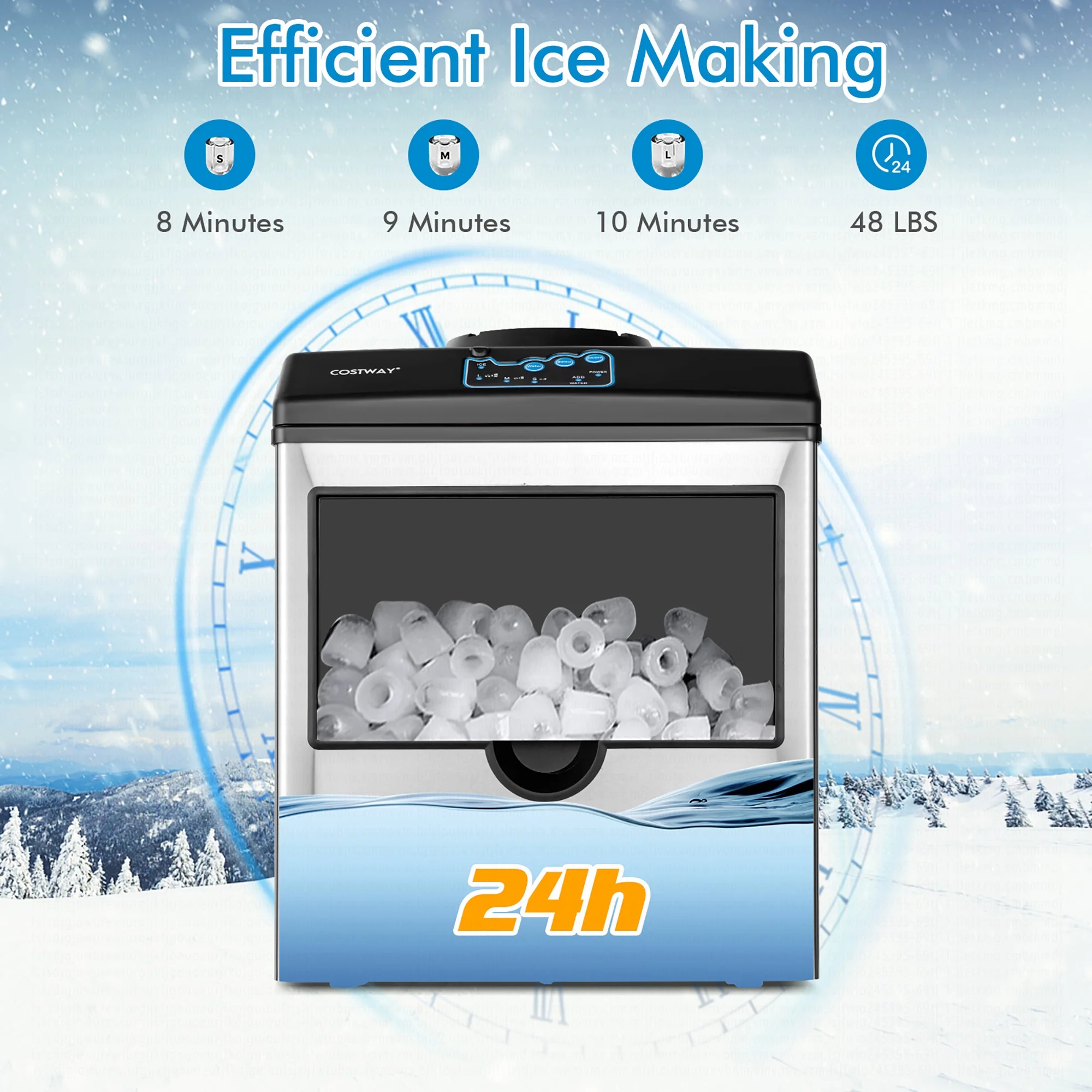 Costway 2 - in - 1 Stainless Steel Countertop Ice Maker Water Dispenser 48 lb/24H W/ Scoop