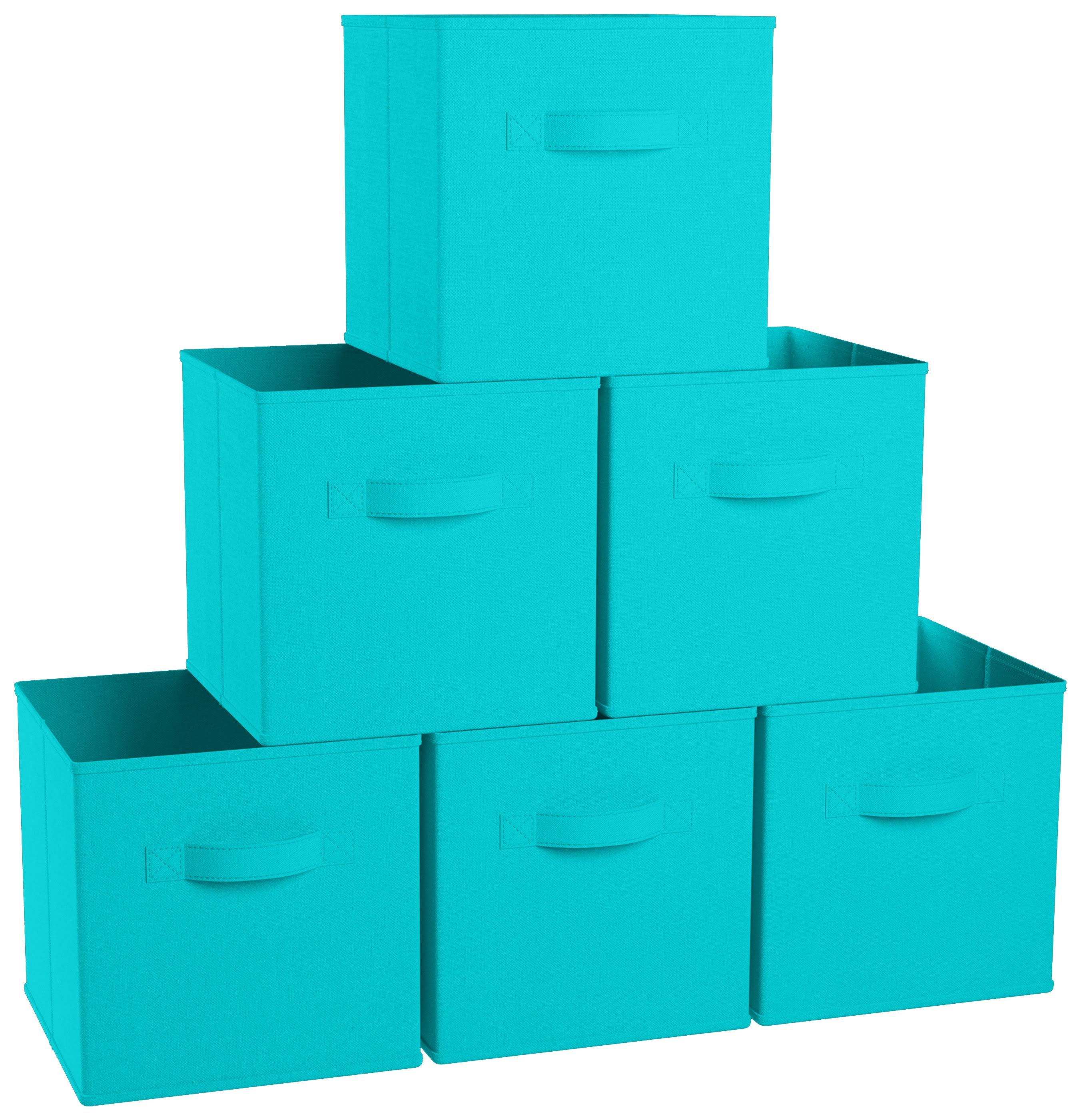 Foldable Storage Cube Bins with Dual Handles 11 x 11 x 11 / Teal