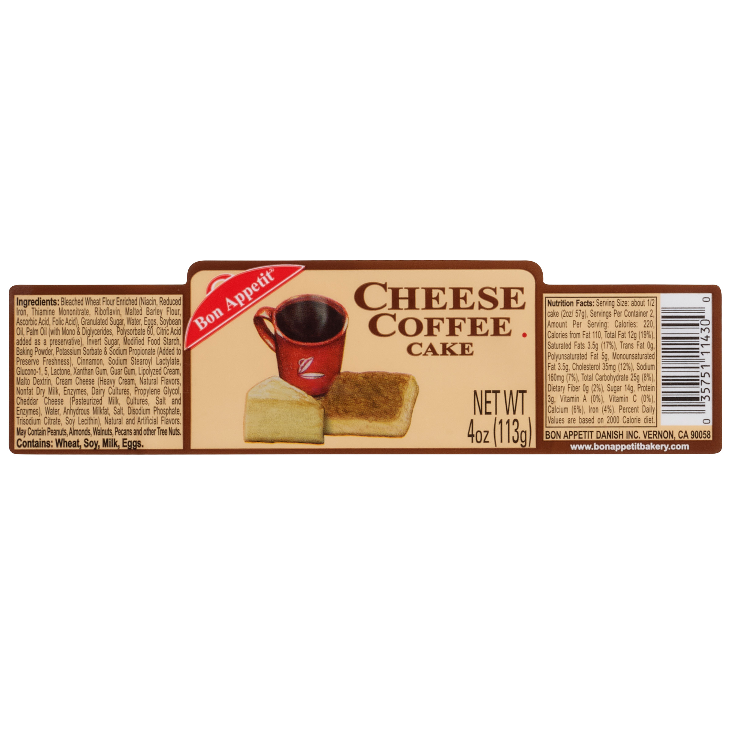 Bon Appetit, Cheese Coffee Bar Cake, 4 oz, 8 - Count