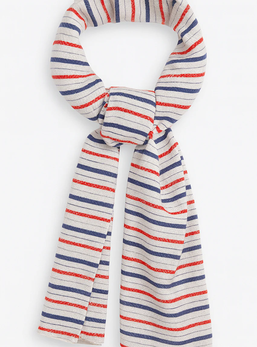 Foulard long femme rayé marine et rouge
