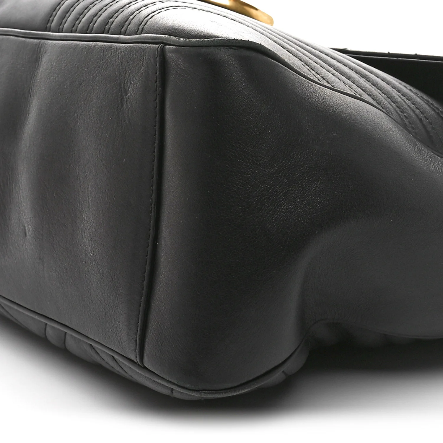 Calfskin Matelasse Maxi GG Marmont Top Handle Shoulder Bag Black