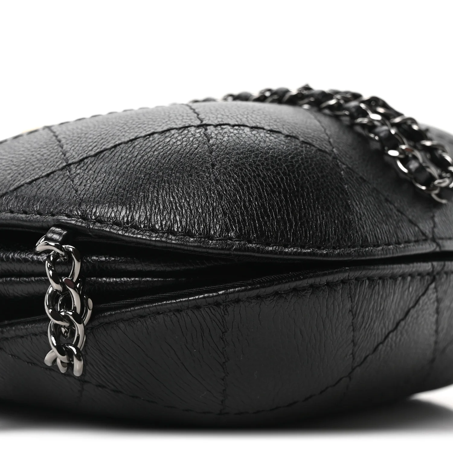 Aged Calfskin Quilted Small Gabrielle Bucket Black