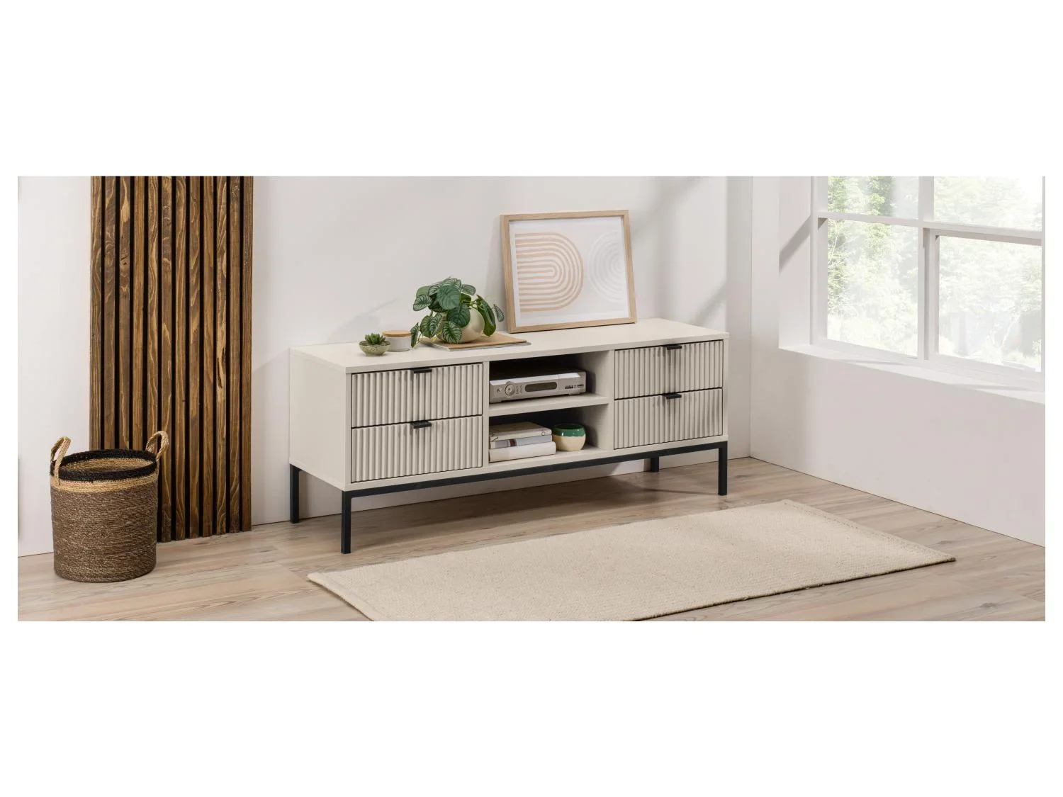 LIVARNO home Meuble bas, 117,9 x 33 x 44,9 cm, crme/noir