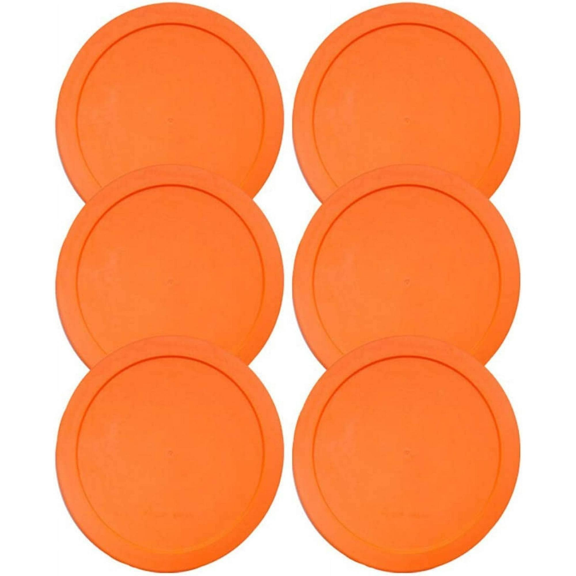 Lids for Pyrex and Anchor Round Glass Containers (2-Cups, Orange-6PK)