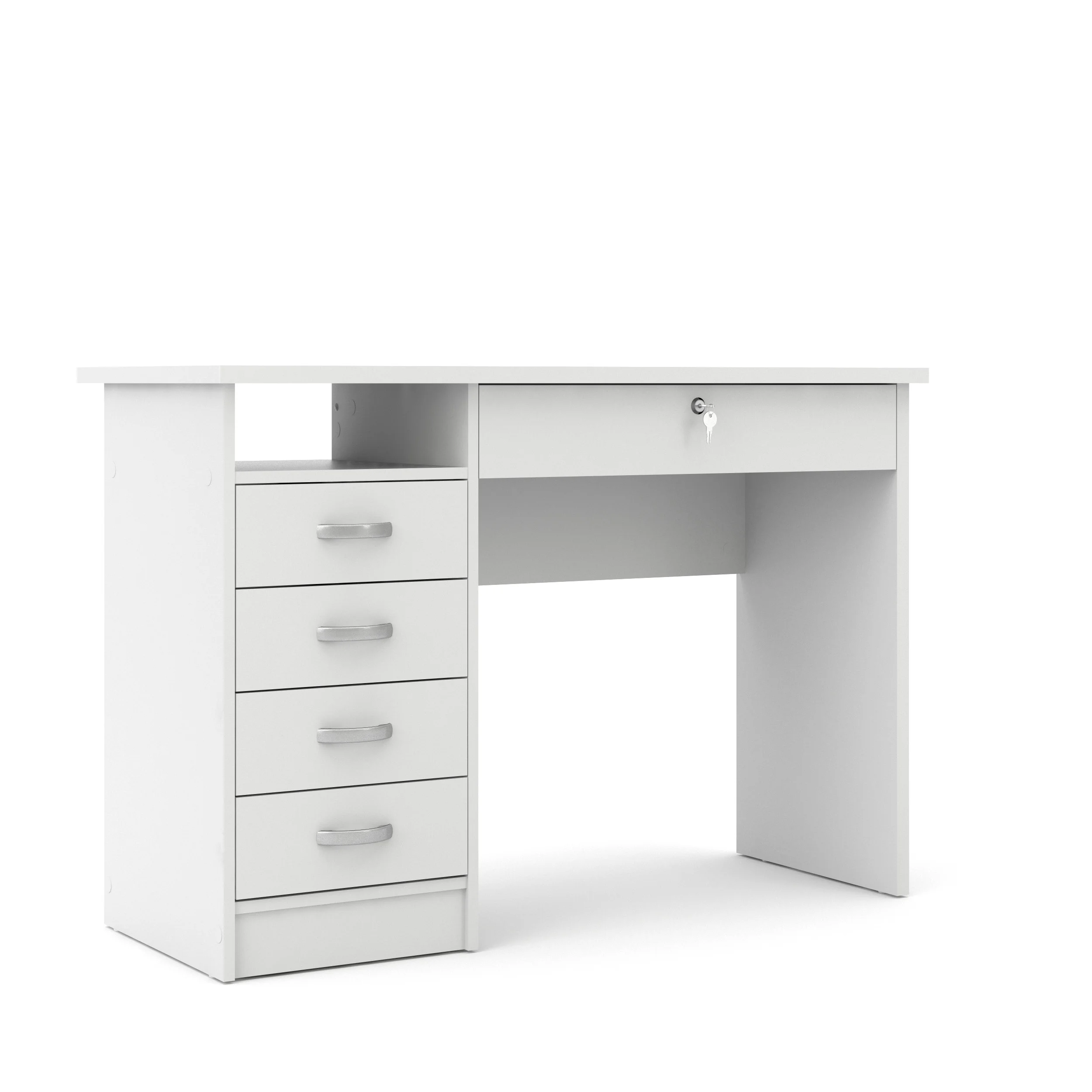 Walden 5 Drawer Office Desk with 1 Locking Drawer for Adults, White(White) - Image 3