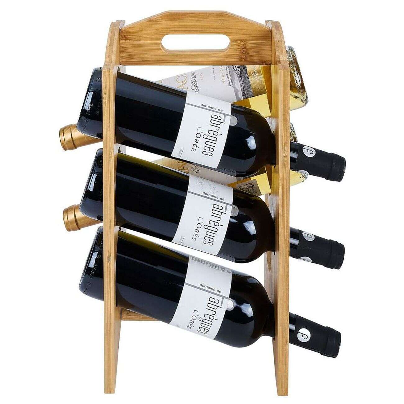 Range bouteille vertical 6 emplacements bambou 40x20xH17,8cm