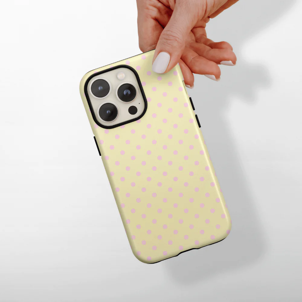 Tough Phone Case - Butter Blush Polka Dot