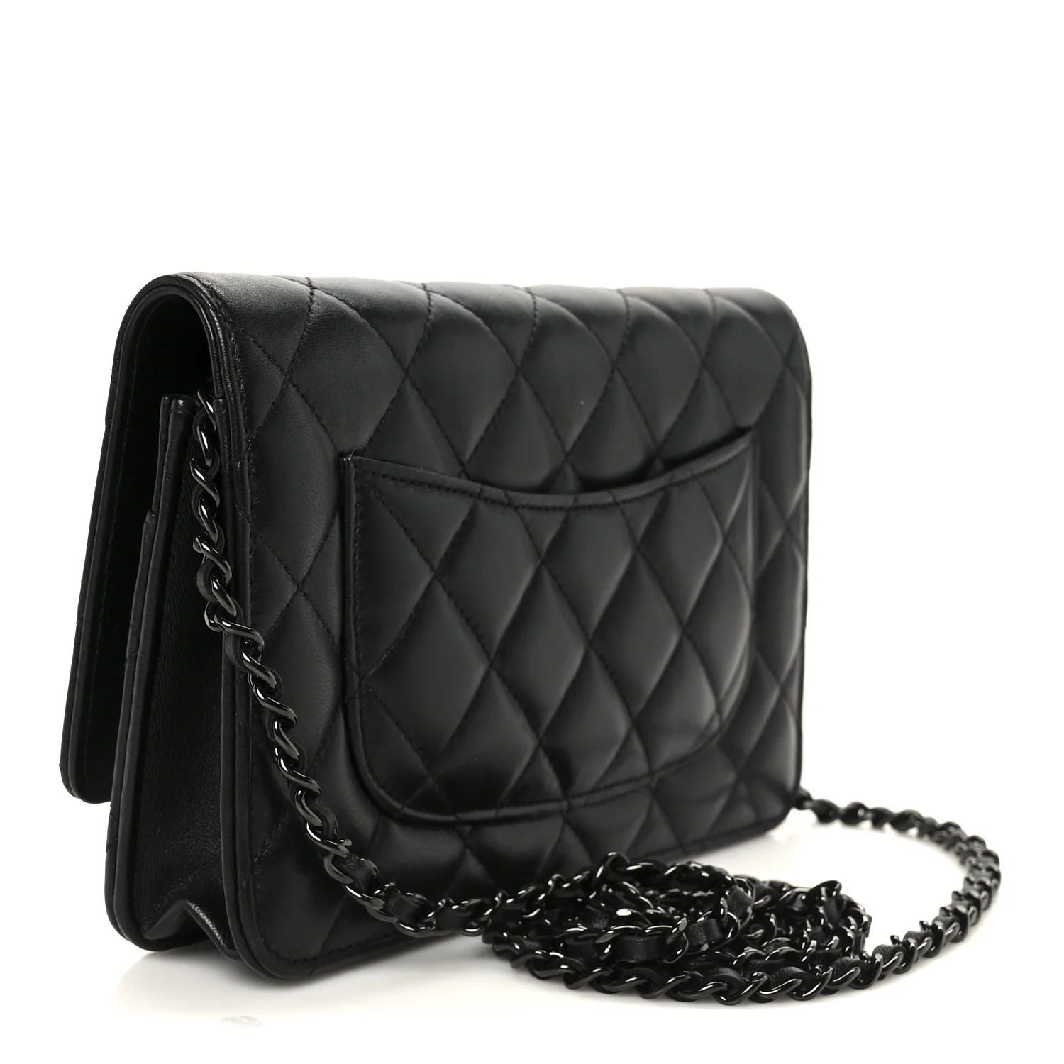 Lambskin Quilted Wallet On Chain WOC So Black