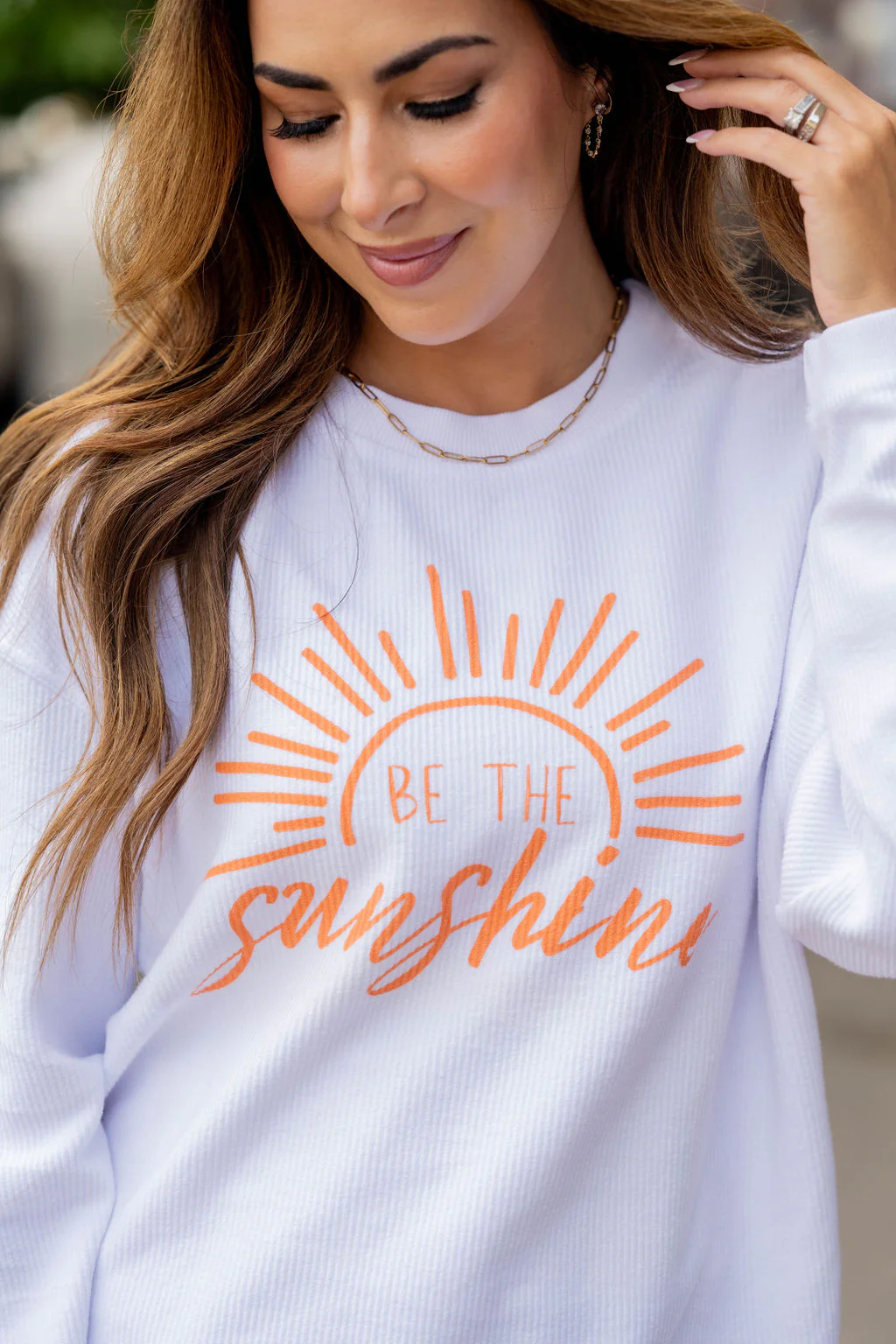 Cursive Be The Sunshine Ribbed Graphic Crewneck