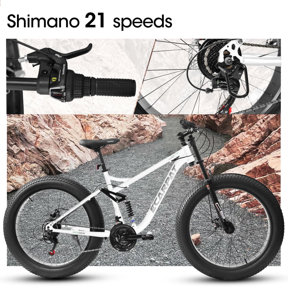 26 inch Mountain Bike for Men, 26*4" Fat Tire Mountain Bicycles,Full-Suspension 21-Speed Drivetrain with Disc Brakes(Teen) - Image 4