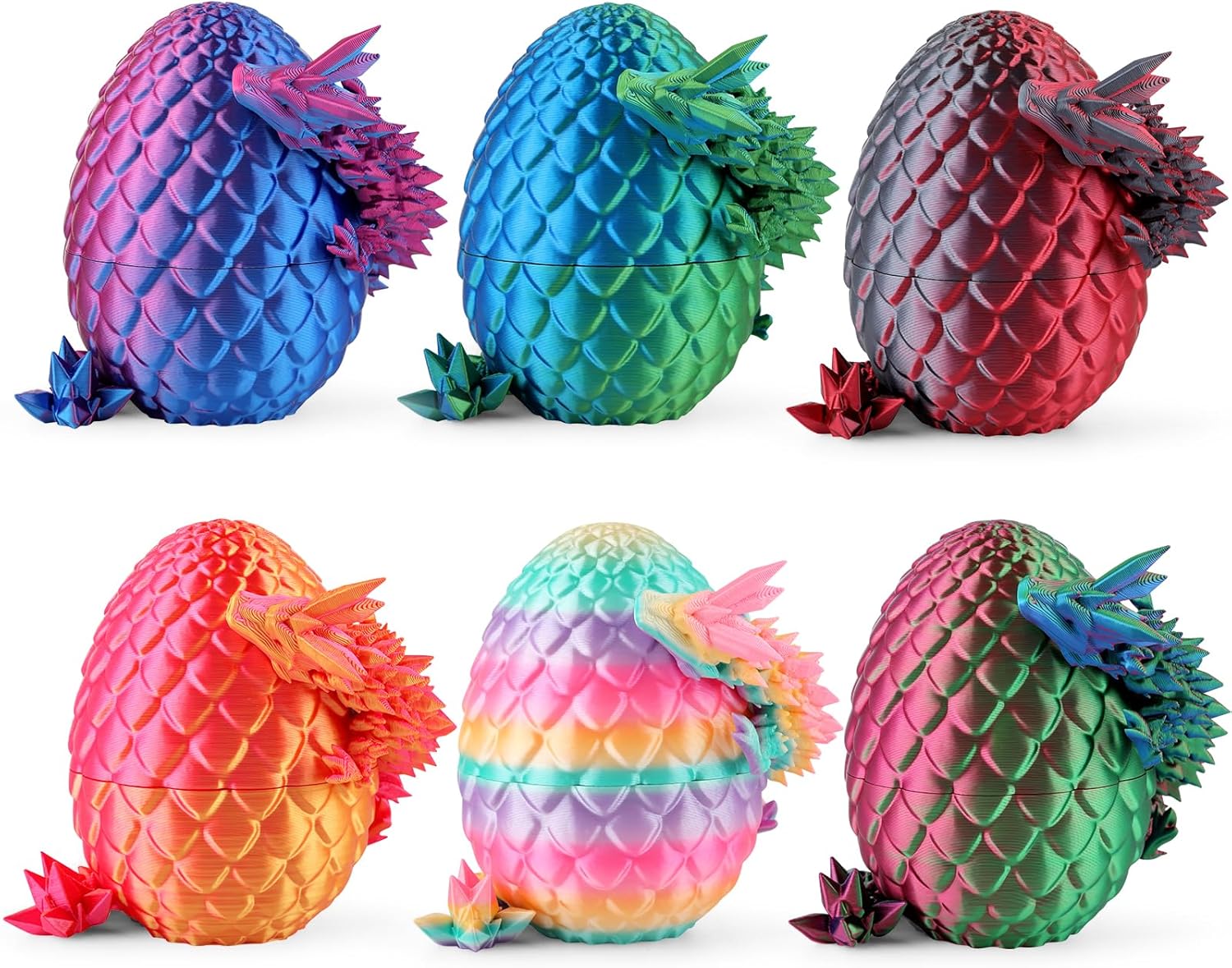 8 3D Printed Dragon Eggs (4 Pack), Unique Easter Basket Stuffers & Fantasy Toys