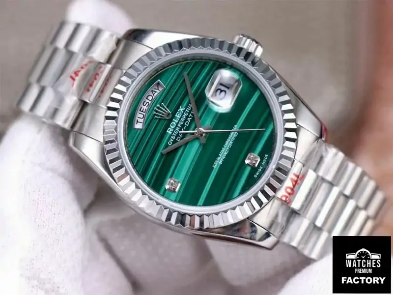 Rolex President Day Date 18038 Malachite Green Diamond Dial