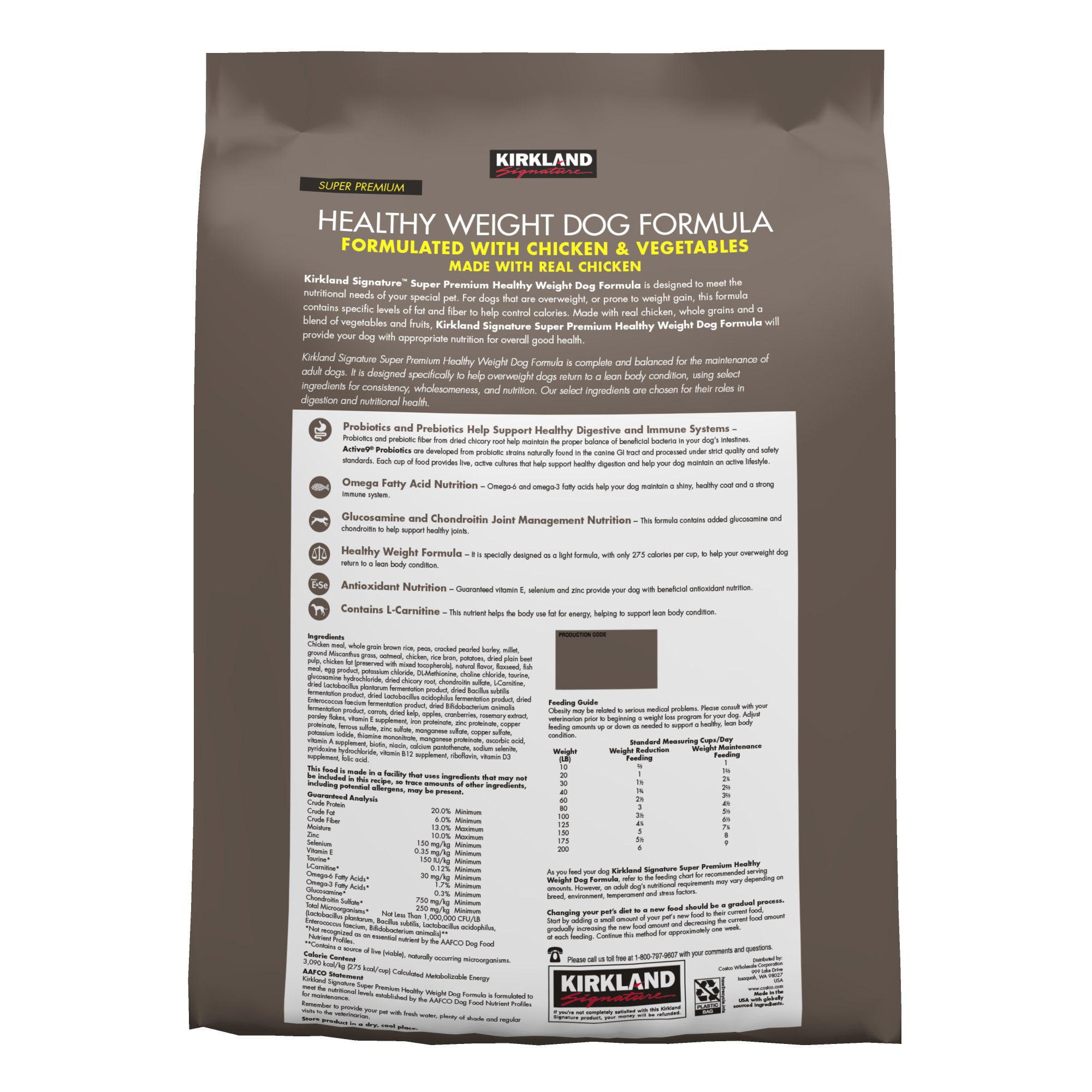 Kirkland Signature Healthy Weight Formula Chicken and Vegetable Dog Food, 25 lb