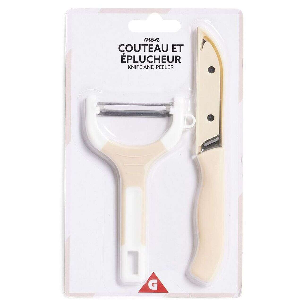 Set couteau et éplucheur inox et plastique - 3 modèles