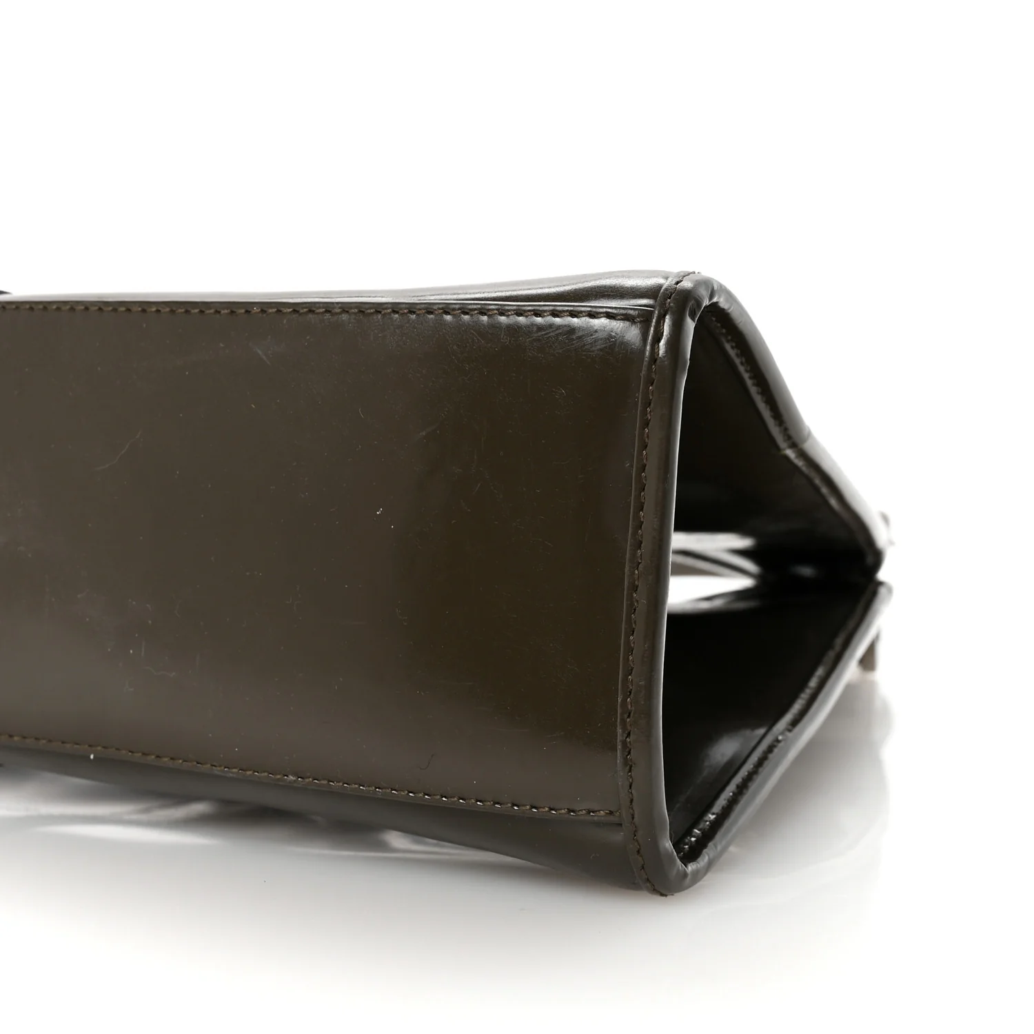 Patent Bardot Shoulder Bag Olive Green