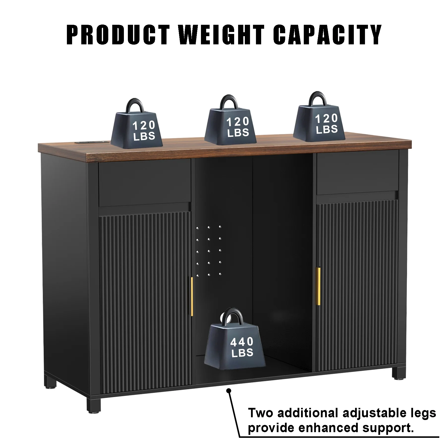 Coffee Bar Cabinet with Fridge Space, Mini Fridge Cabinetbuffet Sideboard53.2
