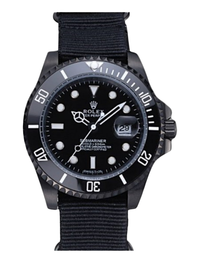Rolex Submariner 622006 Black nylon strap Black Dial 40mm Mens Replica Watch