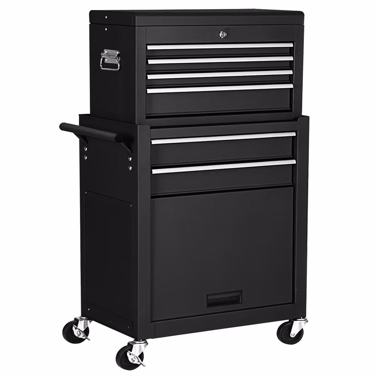 Costway 2 in 1 Rolling Cabinet Storage Chest Box Organizer w/ 6 Drawers Black