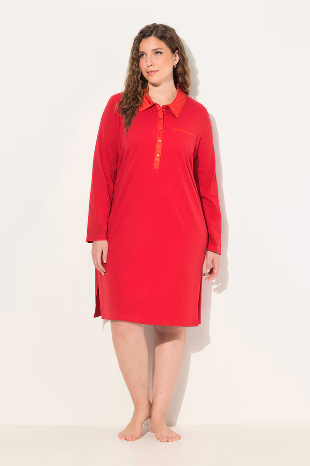 Satin Detail Long Sleeve Nightgown