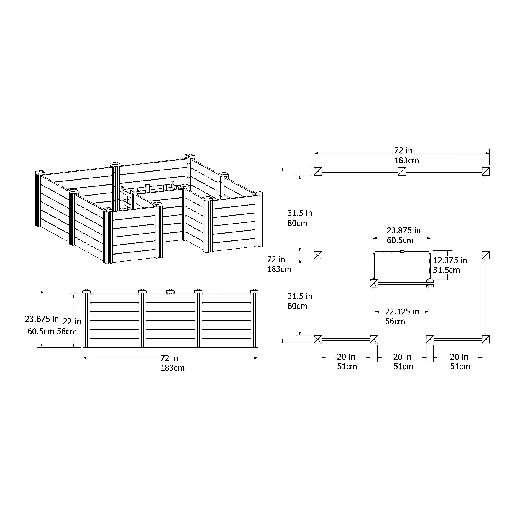 Vita Keyhole 6' x 6' Composting Garden Bed