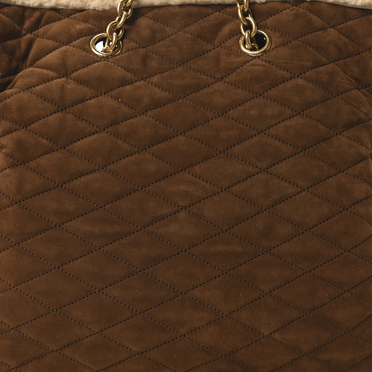 Suede Shearling Quilted Le Pochon Natural Tan