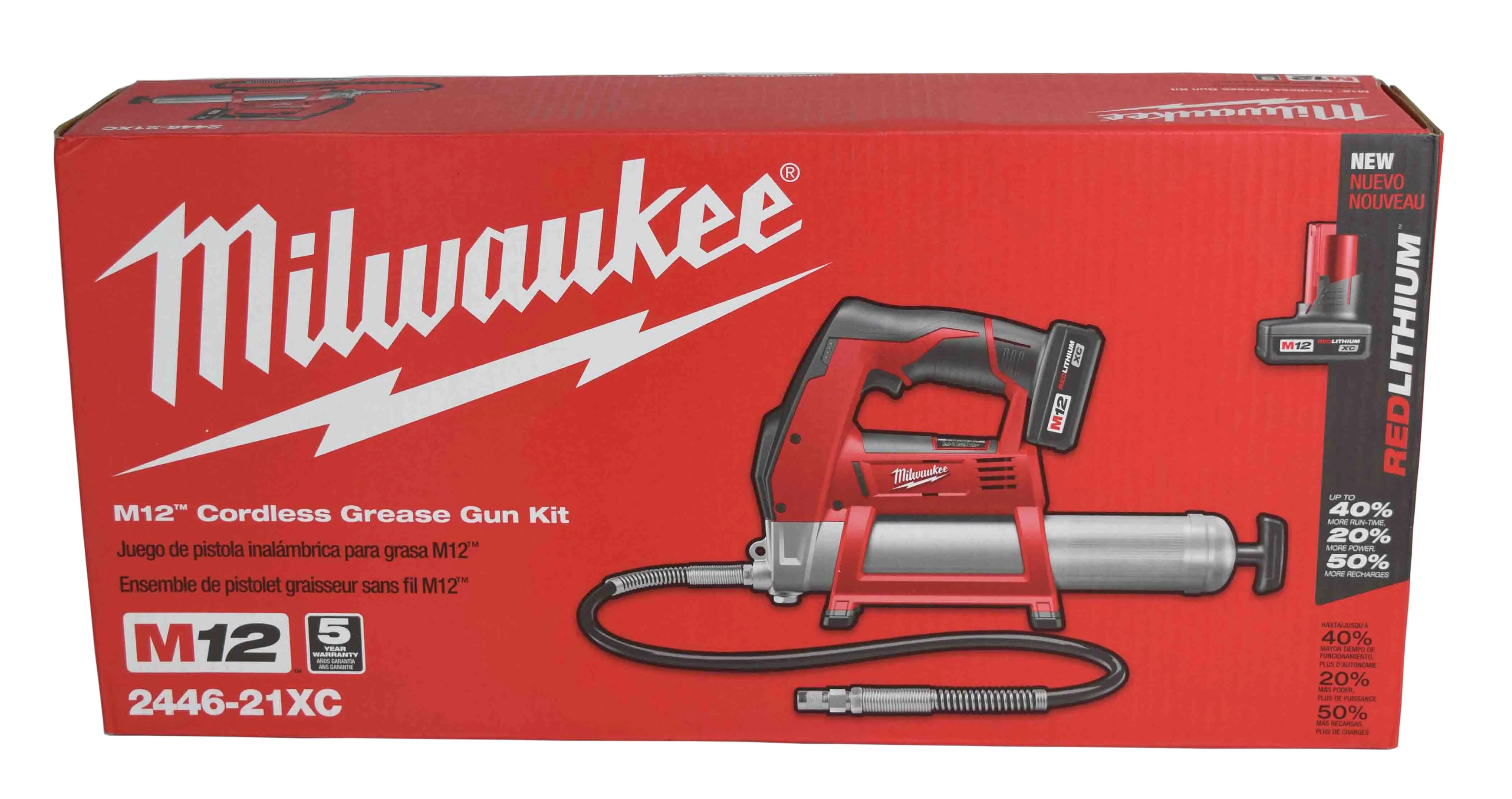 2446-21XC M12 12V Cordless Grease Gun Kit with 3.0Ah Battery, Charger Tool Bag - Image 10