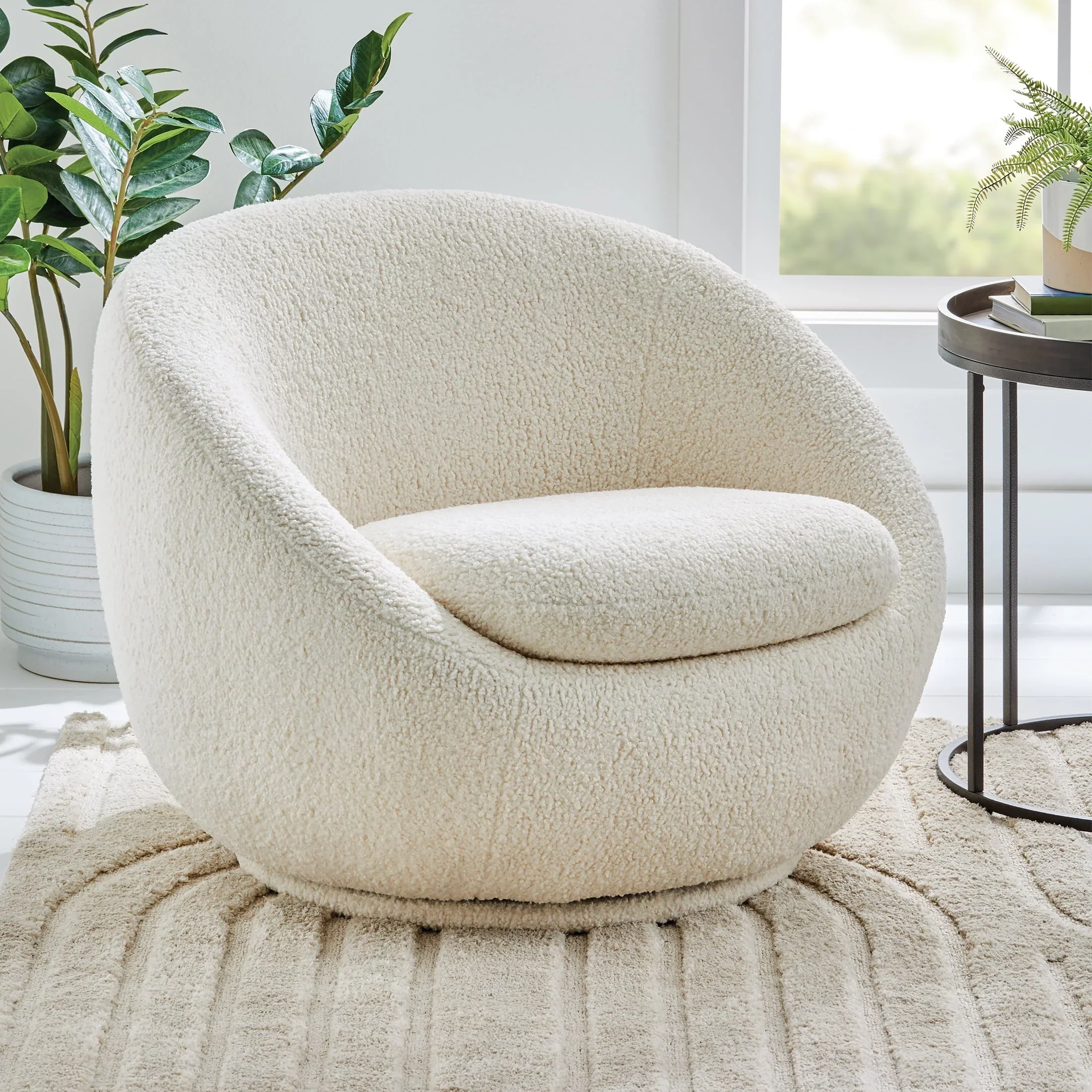 Better Homes & Gardens Mira Swivel Chair, Cream