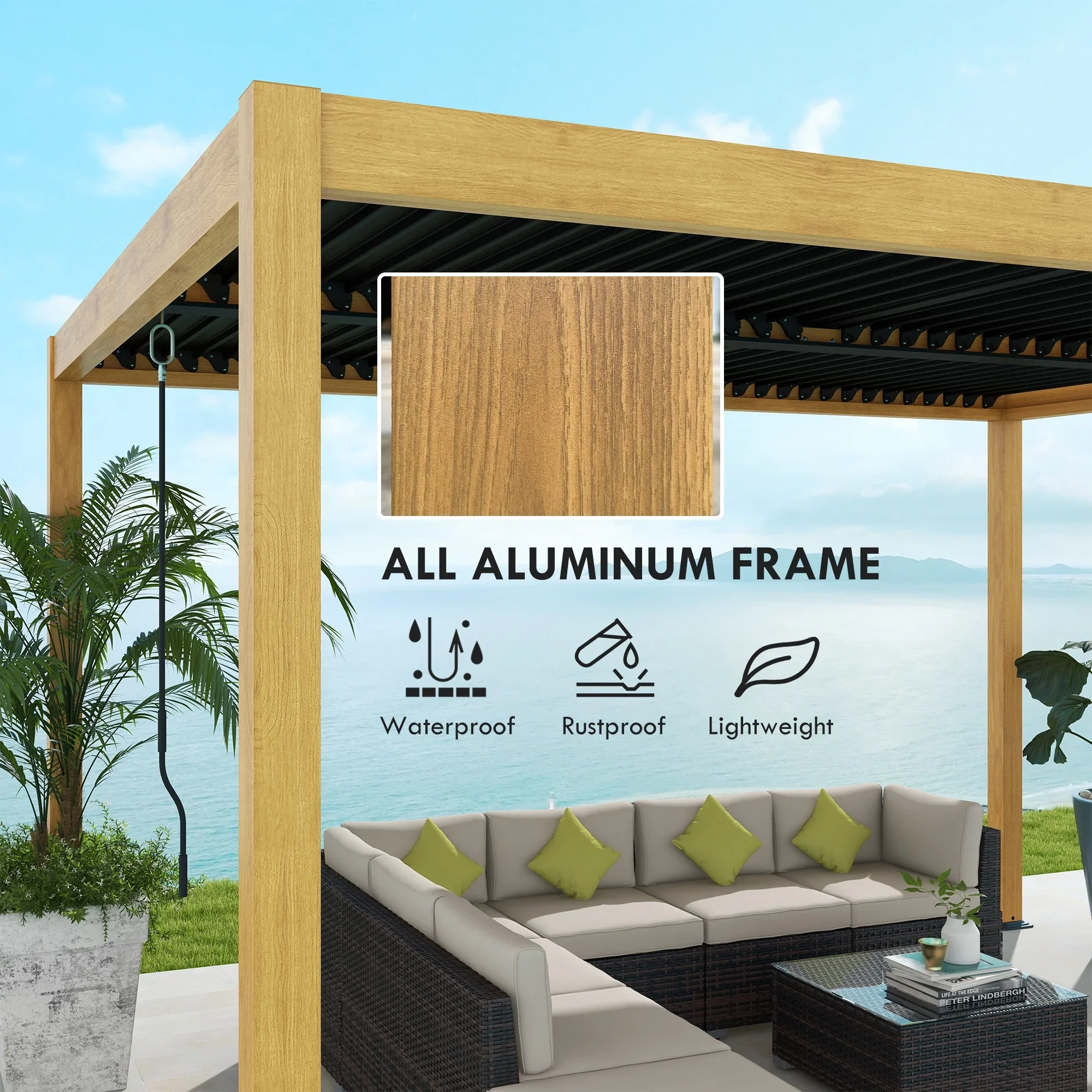 Outsunny 10' x 13' Louvered Pergola with Adjustable Roof, Aluminum Hardtop Gazebo for Patio, Deck, Garden, Yard, Beach