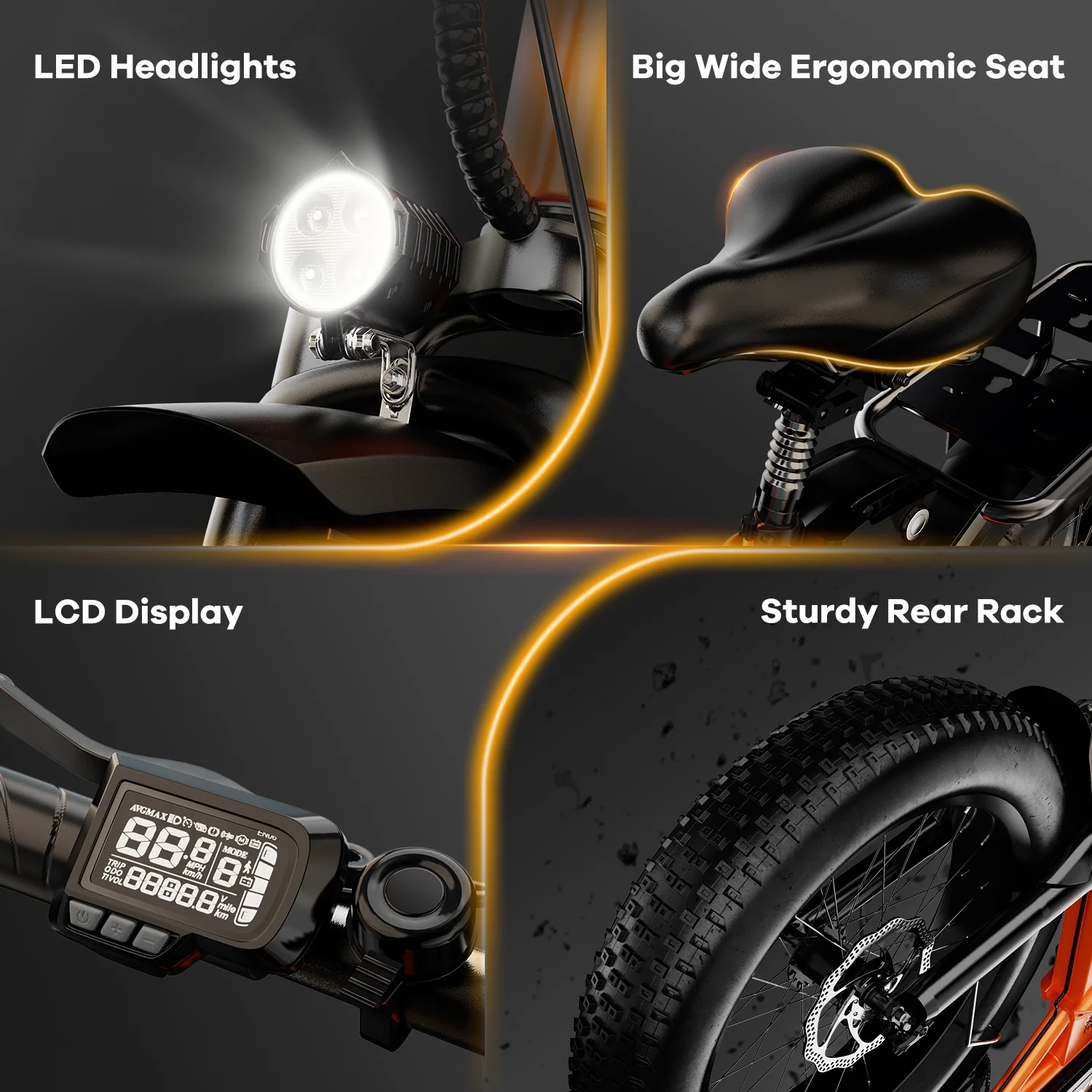 1000W Foldable ebike for adult 80+miles 28+mph battery removable 20 inch fat tyre ebike for all terrain - Image 5