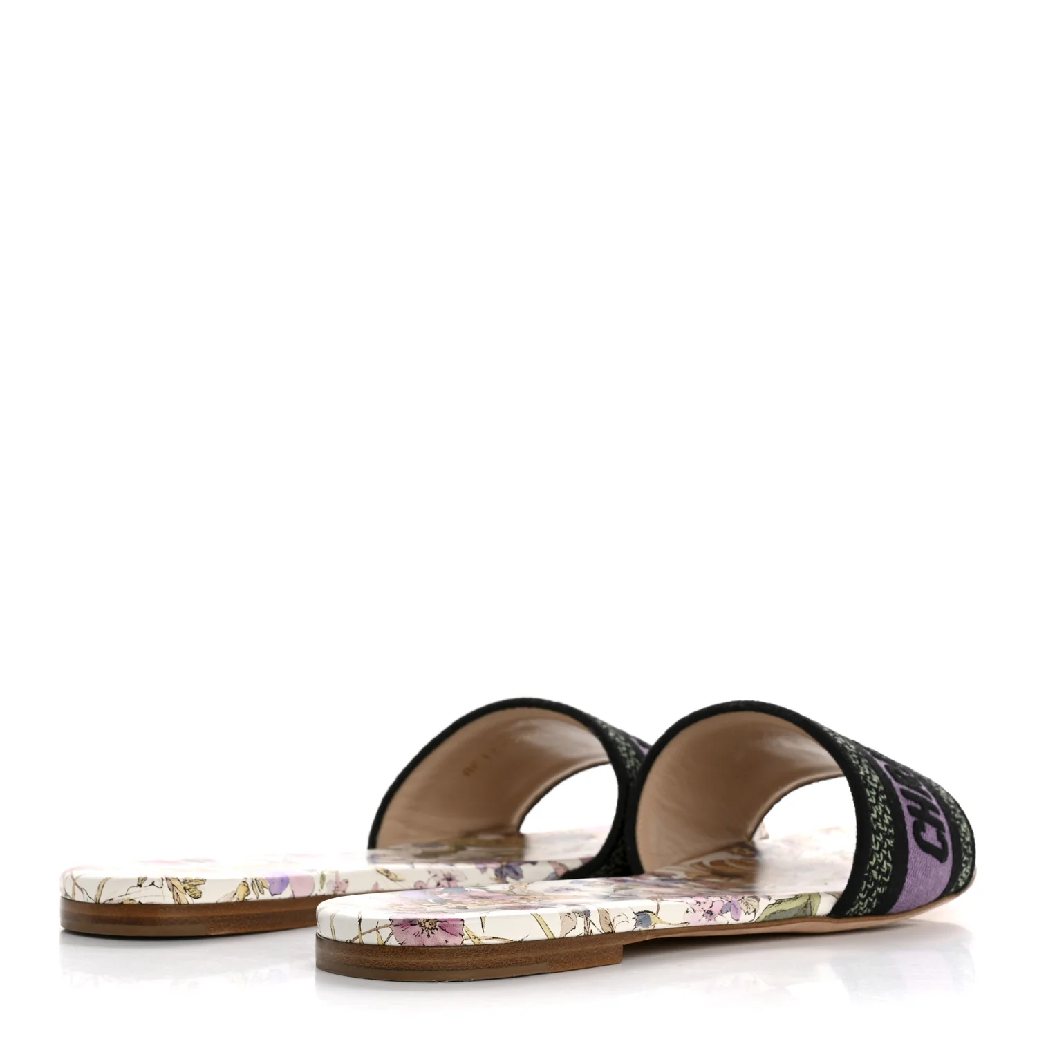 Canvas Embroidered 4 Saisons Dway Flat Slide Sandals 41 Lilac