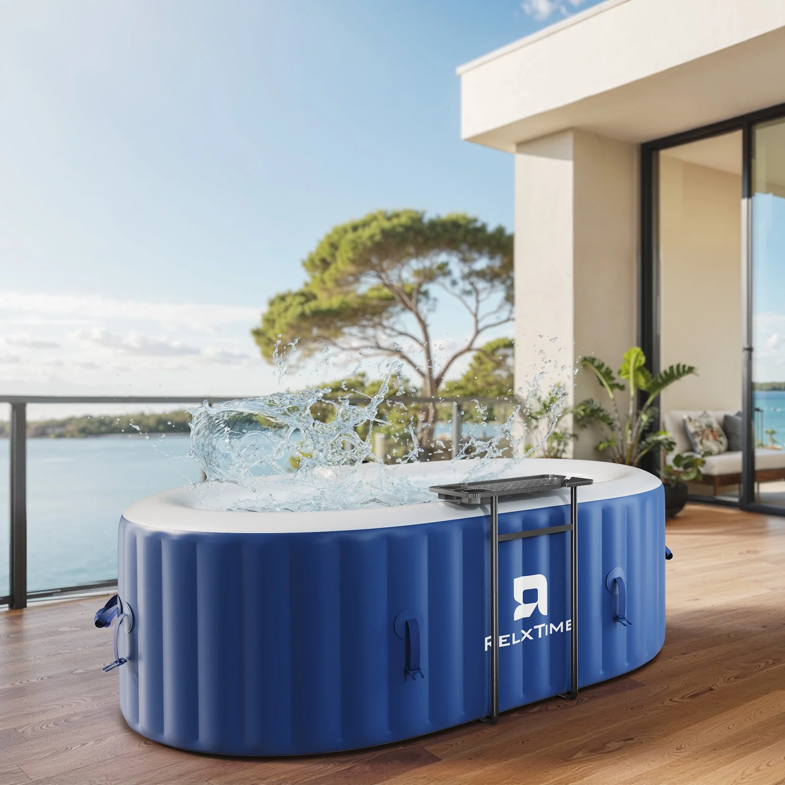 2 Person Oval Inflatable Hot Tub Set, Blue(Standard) - Image 7