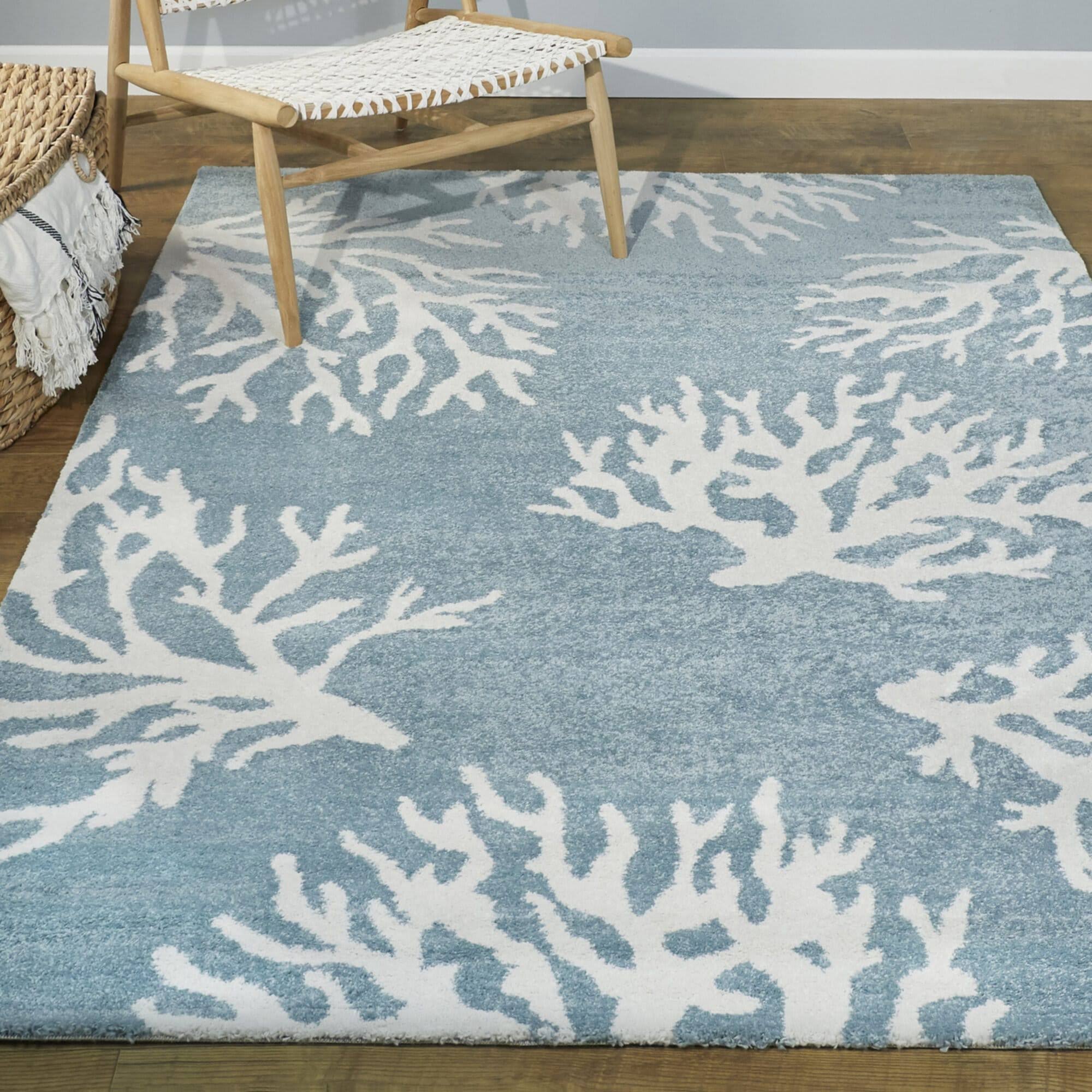 Balta Caistor Coastal Coral Print Area Rug - 5'3