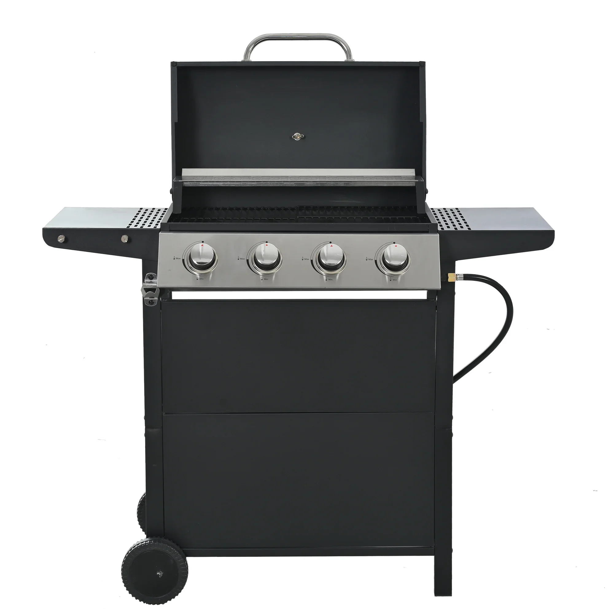 Highsound 3 Burner BBQ Propane Gas Grill, Stainless Steel 25650 BTU Patio Garden Barbecue Grill with Thermometer, Black