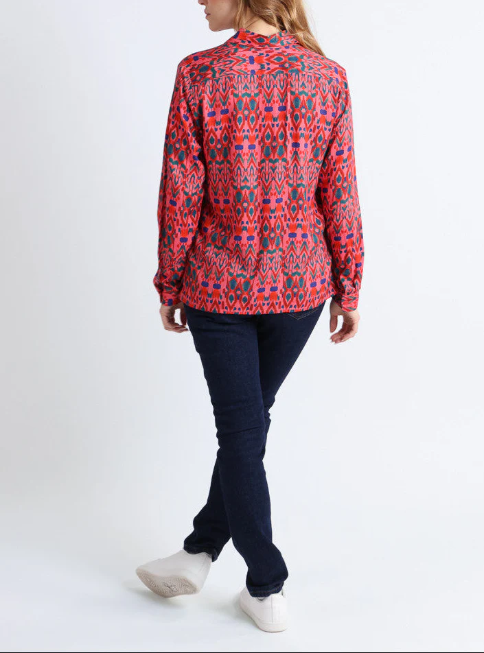 Chemise chaude femme viscose rouge rose
