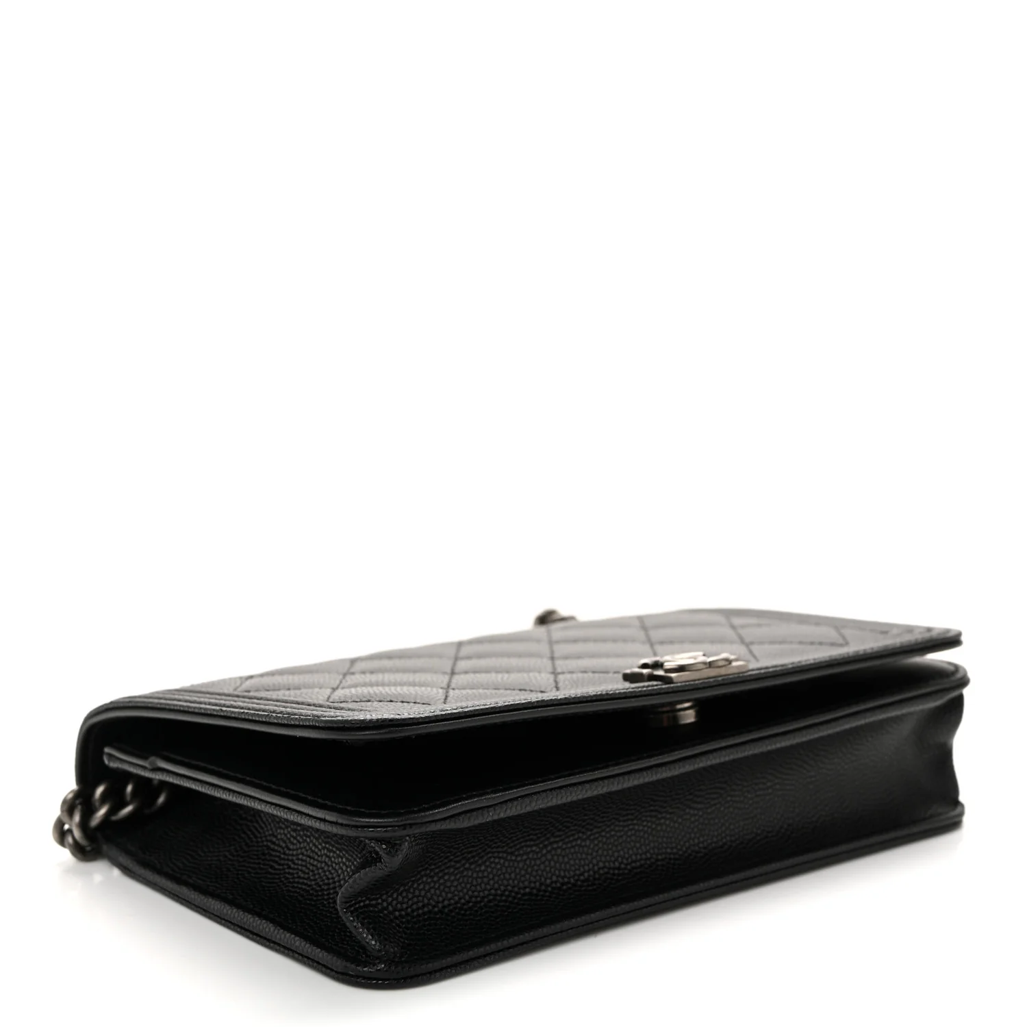 Caviar Quilted Boy Wallet On Chain WOC Black