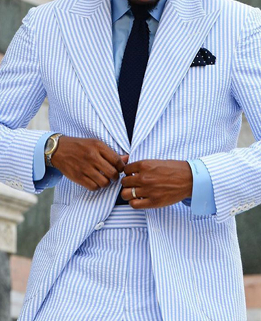 OK Blazer élégant à rayures verticales, col à revers et deux poches à boutons
