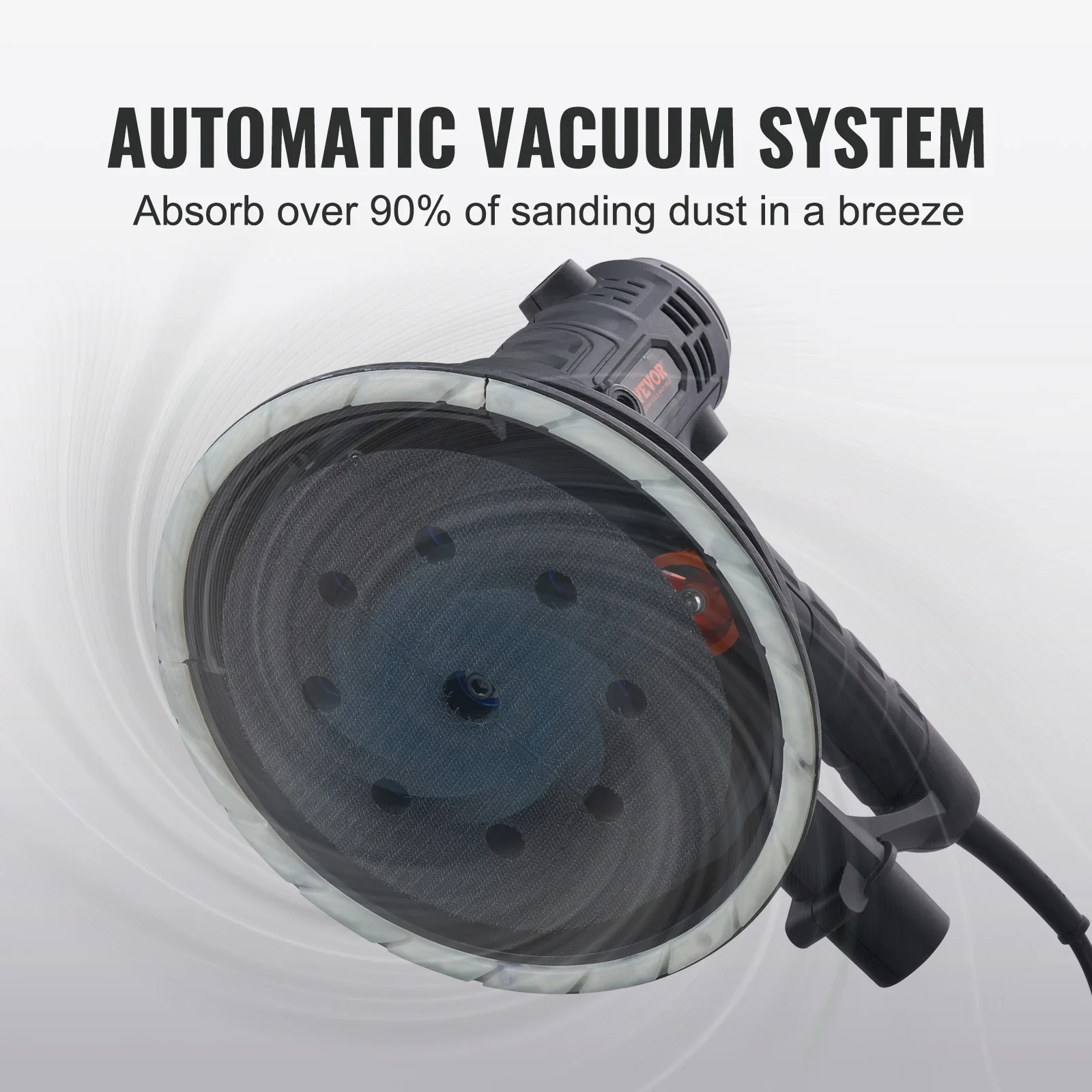BENTISM Handheld Drywall Sander 800W, 1200-2300RPM Wall Sander with Double LED Light & Automatic Vacuum System, 12 Pcs Sanding Pads Electric Sander with Dust Bag, Detachable Edge