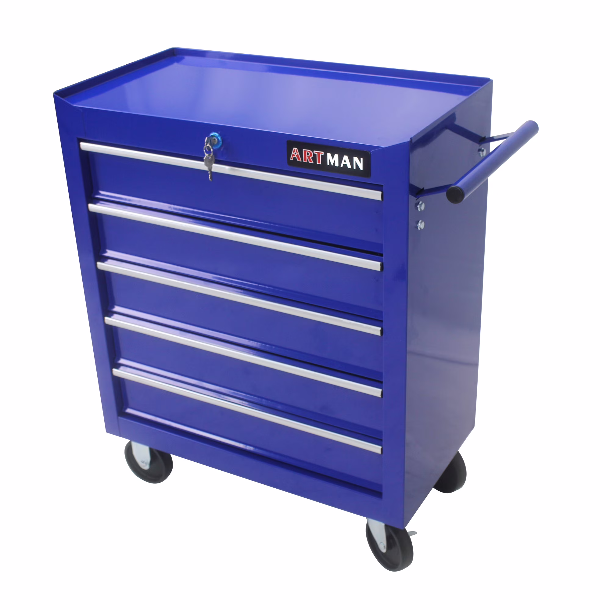 NIGSQJB 5 Large Drawers Tool Cart on Wheels, 29.9H Rolling Tool Chest Tool Storage Box, Drawers Rolling Tool Trolley Organizer Tool Case for Garage, Warehouse, Workshop and Repair Shop, Blue