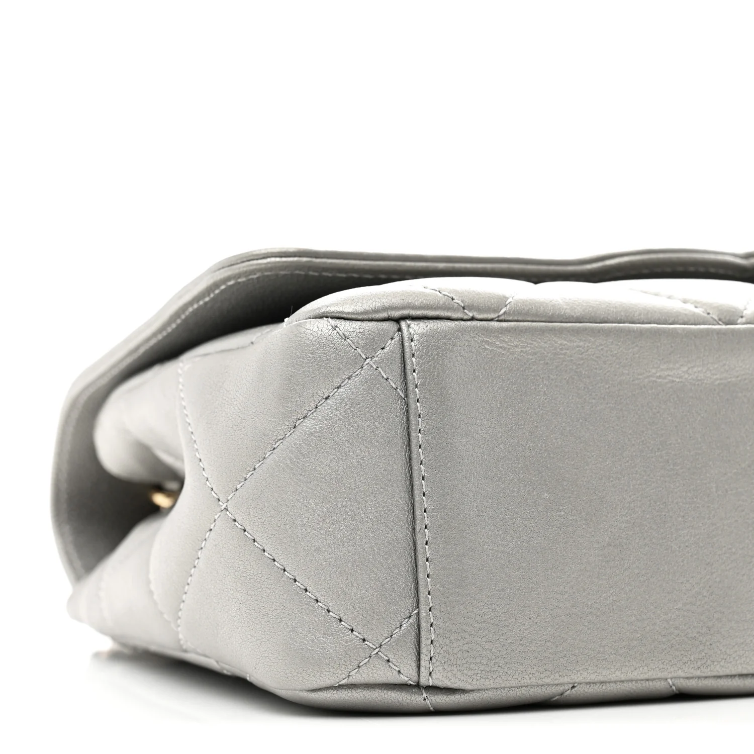 Metallic Goatskin Quilted Timeless CC Flap Silver