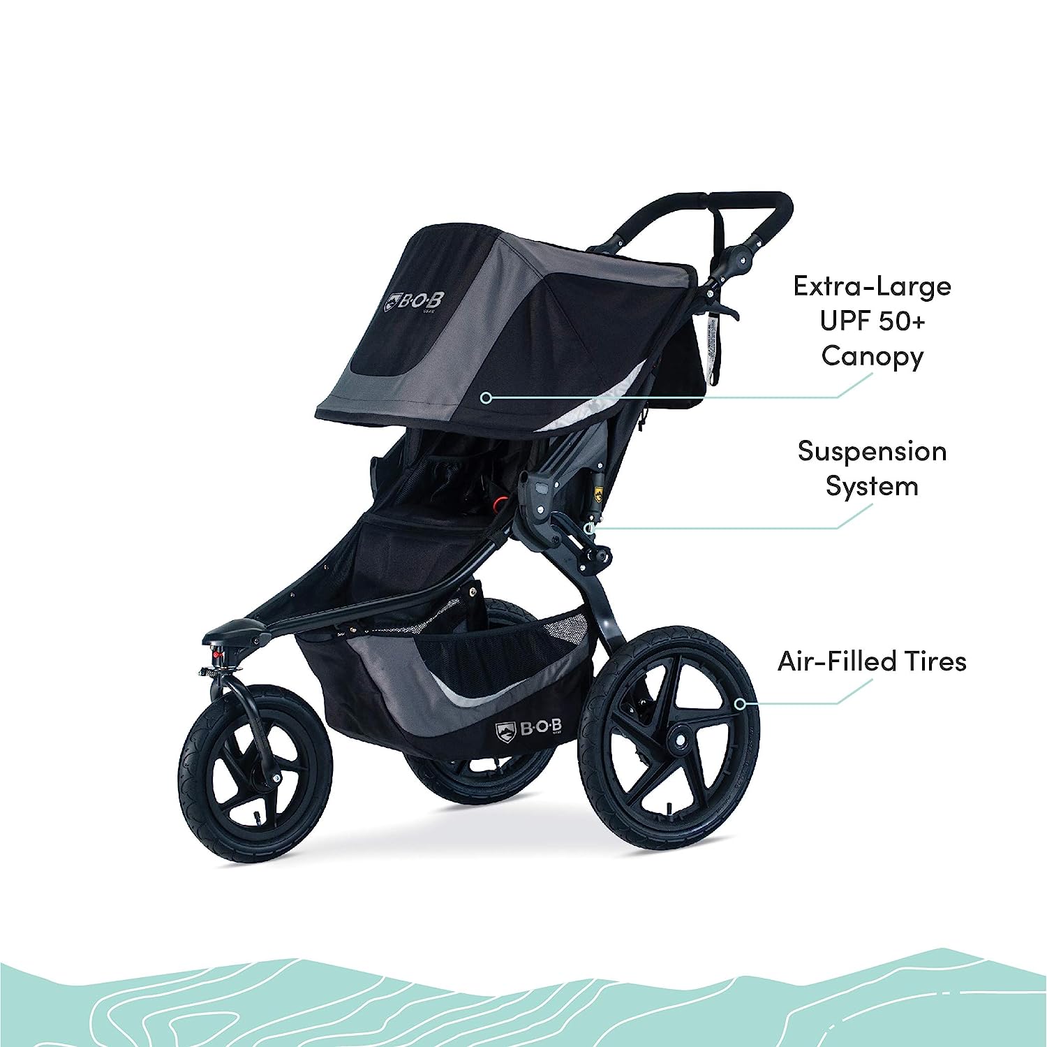 Poussette de jogging BOB Gear Revolution Flex 3.0, noir graphite