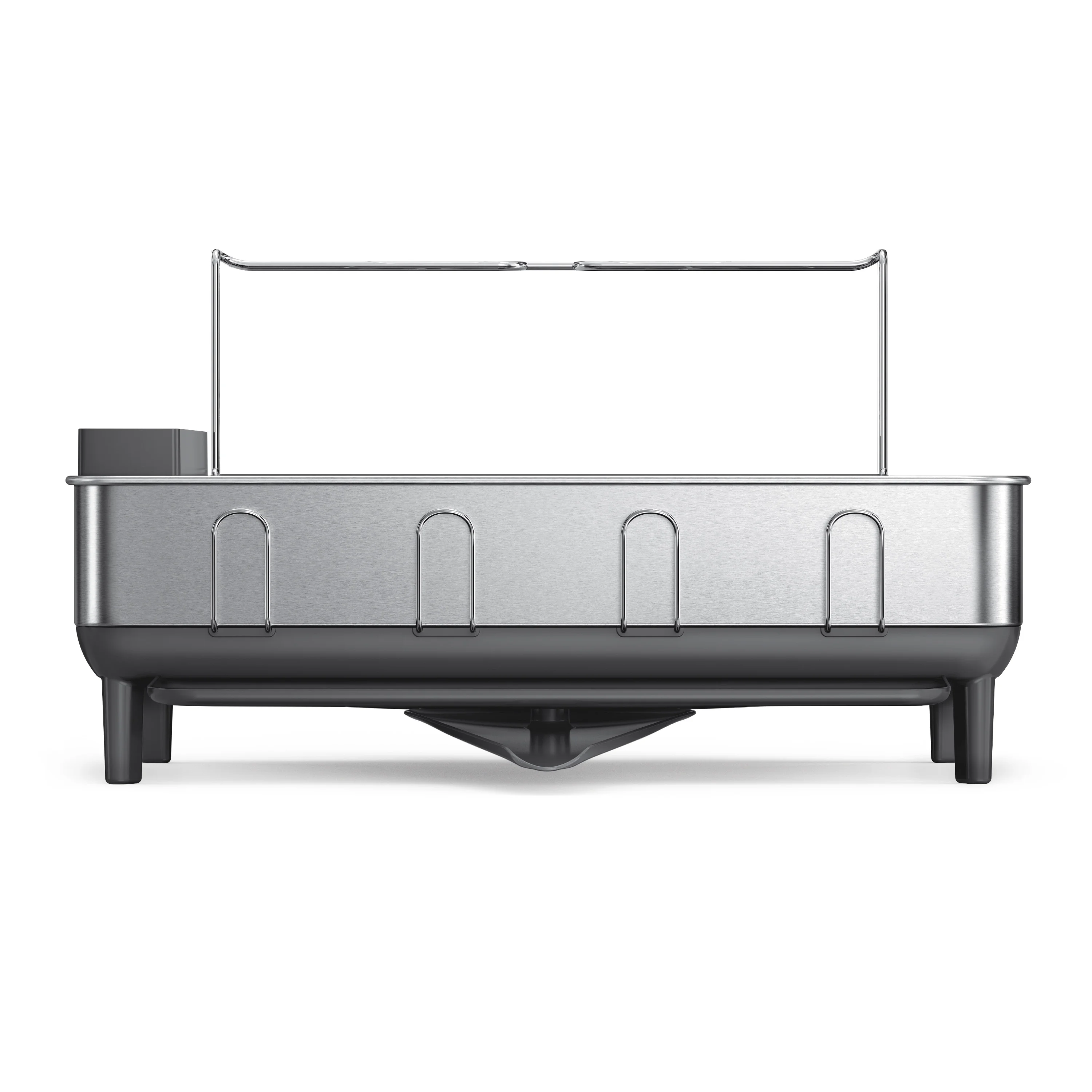 Simplehuman Kitchen Dish Drying Rack, Fingerprint - Proof Stainless Steel Frame, Grey Plastic