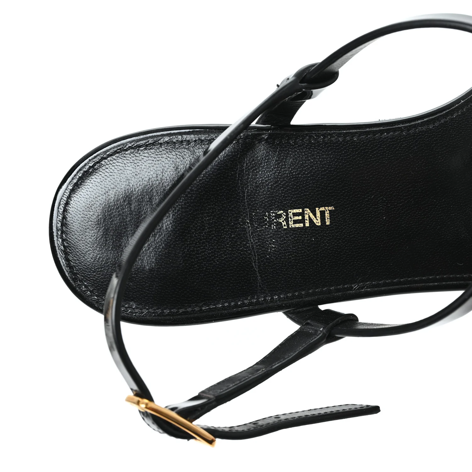 Patent Calfskin Cassandra Monogram Sandals 38 Black