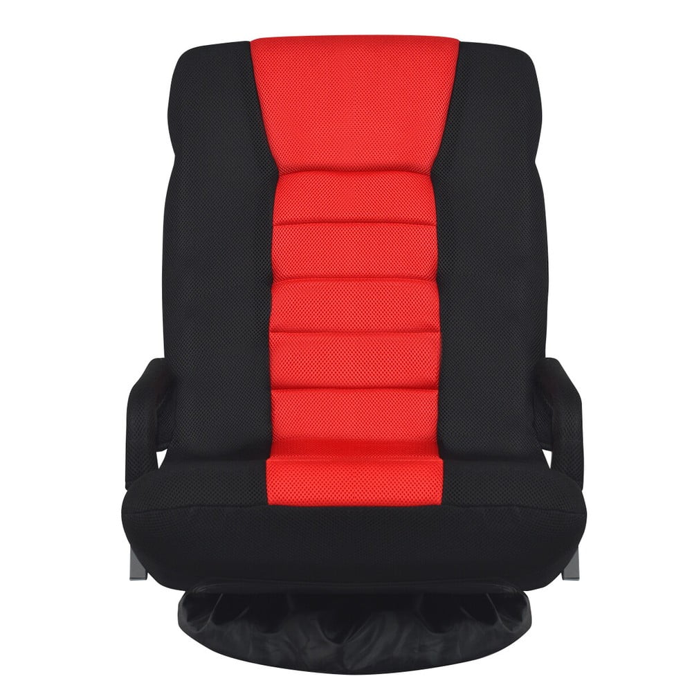 360-Degree Swivel Gaming Floor Chair with Foldable Adjustable Backrest Red - Image 10