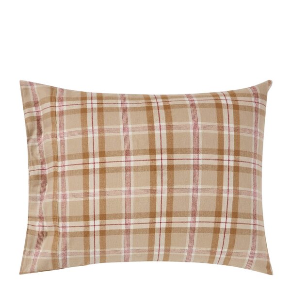 Putetrekk 50x70 cm bomullsflanell rutete fudge/beige/fig
