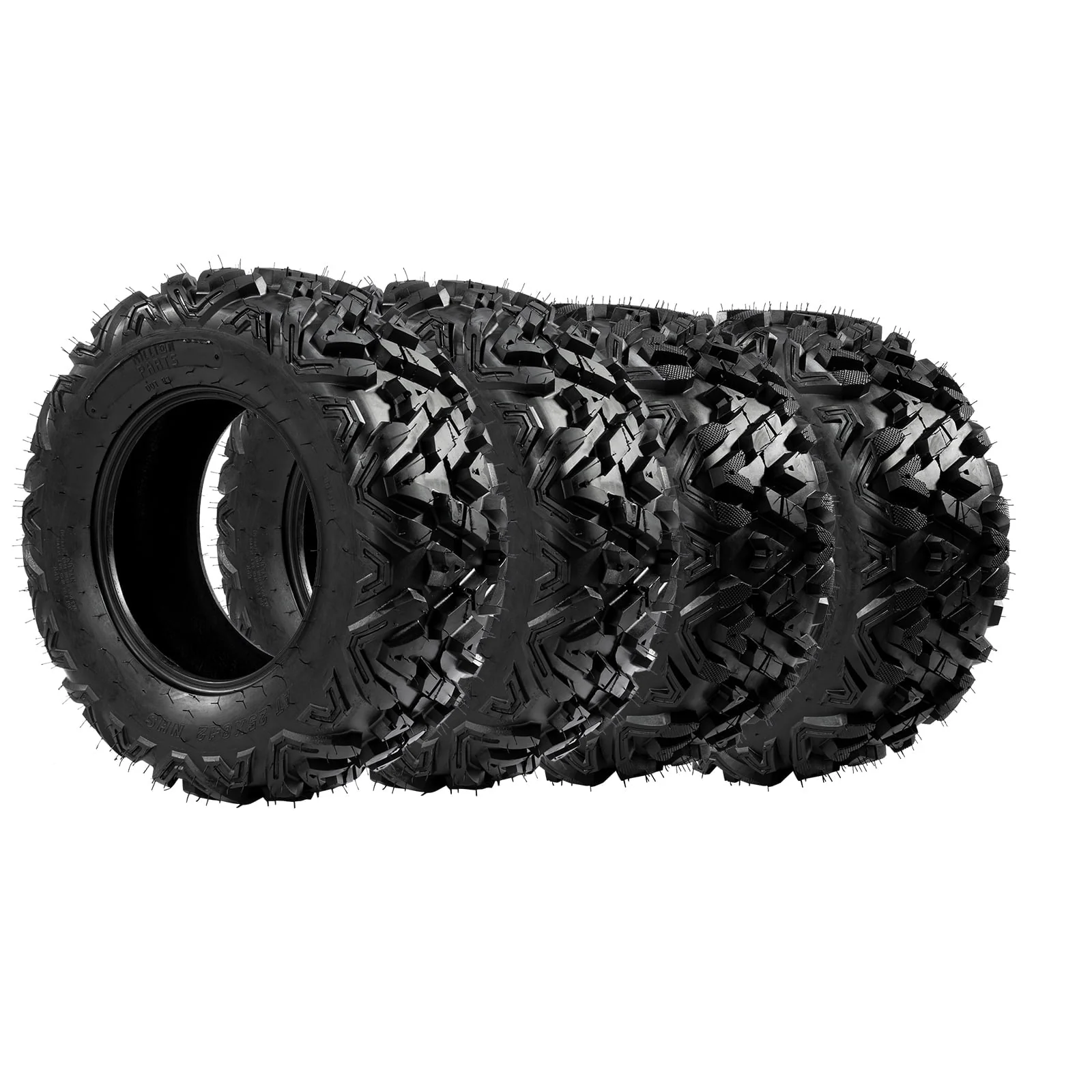Ktaxon Set of 4 6PR All-Terrain ATV UTV Tires, 25x8 - 12 Front & 25x10 - 12 Rear, Tubeless