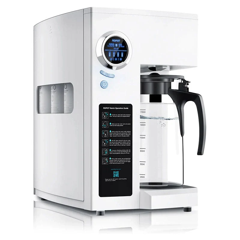 Système de filtration d'eau par osmose inverse RO100ROPOT-UV sur comptoir - Purification en 6 étapes avec UV et reminéralisation, filtration RO sur comptoir, purificateur d'eau portable